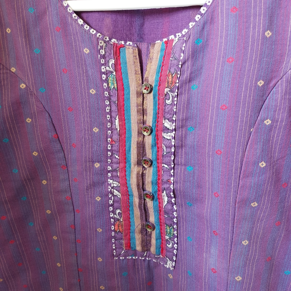 Purple handloom cotton kurta from Biba - Picture 2 of 2